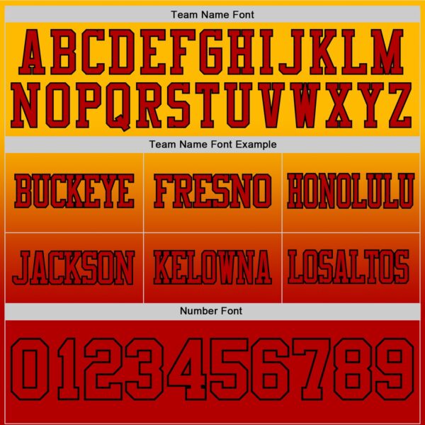 Custom Gold Red-Black Authentic Fade Fashion Football Jersey