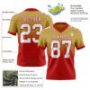 Custom Old Gold White-Red Authentic Fade Fashion Football Jersey