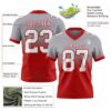 Custom Gray White-Red Authentic Fade Fashion Football Jersey