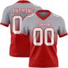 Custom Gray White-Red Authentic Fade Fashion Football Jersey