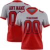 Custom Gray Red-Navy Authentic Fade Fashion Football Jersey