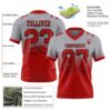Custom Gray Red-Black Authentic Fade Fashion Football Jersey
