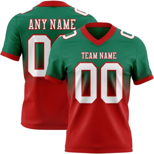 FadeFashion1558 Custom Kelly Green White-Red Authentic Fade Fashion Football Jersey
