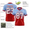 Custom Light Blue White-Red Authentic Fade Fashion Football Jersey