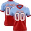 Custom Light Blue White-Red Authentic Fade Fashion Football Jersey