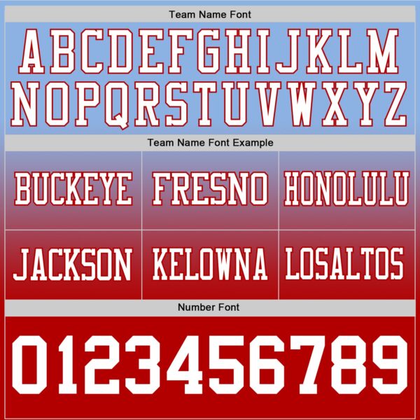 Custom Light Blue White-Red Authentic Fade Fashion Football Jersey