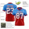Custom Powder Blue White-Red Authentic Fade Fashion Football Jersey