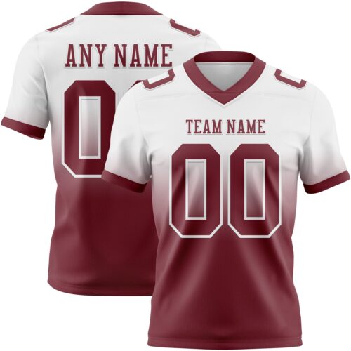 FadeFashion1561 Custom White Burgundy Authentic Fade Fashion Football Jersey