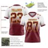 Custom White Burgundy-Gold Authentic Fade Fashion Football Jersey