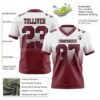 Custom White Burgundy-Black Authentic Fade Fashion Football Jersey