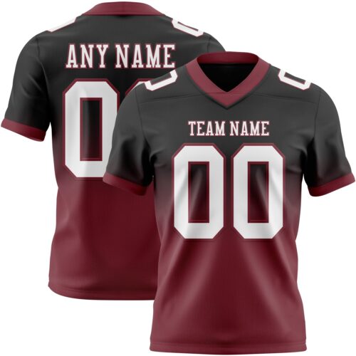FadeFashion1565 Custom Black White-Burgundy Authentic Fade Fashion Football Jersey