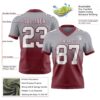 Custom Gray White-Burgundy Authentic Fade Fashion Football Jersey