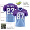 Custom Purple White-Light Blue Authentic Fade Fashion Football Jersey