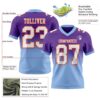 Custom Purple White Light Blue-Orange Authentic Fade Fashion Football Jersey