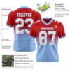 Custom Red White-Light Blue Authentic Fade Fashion Football Jersey