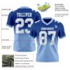 Custom Royal White-Light Blue Authentic Fade Fashion Football Jersey