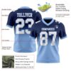 Custom Navy White-Light Blue Authentic Fade Fashion Football Jersey