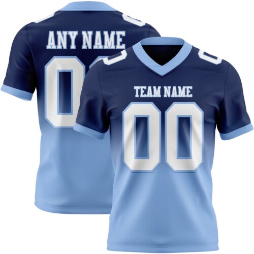 Custom Navy White-Light Blue Authentic Fade Fashion Football Jersey