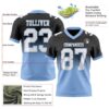 Custom Black White-Light Blue Authentic Fade Fashion Football Jersey