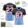 Custom Black White Light Blue-Pink Authentic Fade Fashion Football Jersey