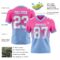 Custom Pink White-Light Blue Authentic Fade Fashion Football Jersey