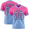 Custom Pink Light Blue-Black Authentic Fade Fashion Football Jersey