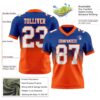Custom Royal White-Orange Authentic Fade Fashion Football Jersey