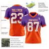 Custom Purple White-Orange Authentic Fade Fashion Football Jersey