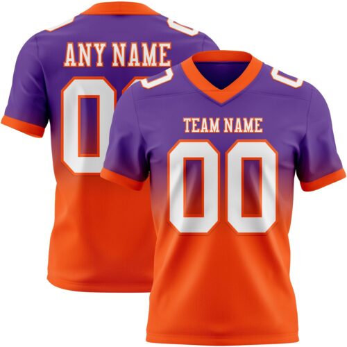 Custom Purple White-Orange Authentic Fade Fashion Football Jersey