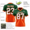 Custom Green White-Orange Authentic Fade Fashion Football Jersey