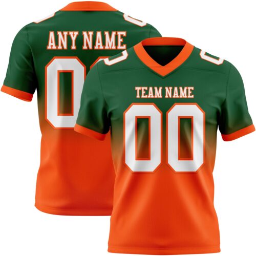 FadeFashion1585 Custom Green White-Orange Authentic Fade Fashion Football Jersey