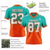 Custom Aqua White-Orange Authentic Fade Fashion Football Jersey