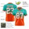 FadeFashion1586-1 Custom Aqua White-Orange Authentic Fade Fashion Football Jersey