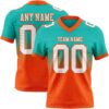 Custom Aqua White-Orange Authentic Fade Fashion Football Jersey
