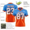 Custom Powder Blue White-Orange Authentic Fade Fashion Football Jersey