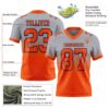 Custom Gray Orange-Navy Authentic Fade Fashion Football Jersey