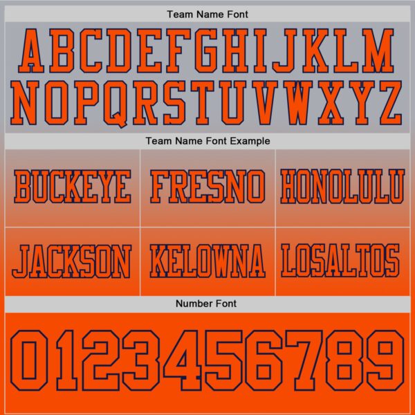 Custom Gray Orange-Navy Authentic Fade Fashion Football Jersey