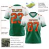 Custom White Orange-Kelly Green Authentic Fade Fashion Football Jersey