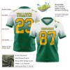 Custom White Gold-Kelly Green Authentic Fade Fashion Football Jersey