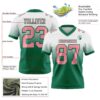Custom White Medium Pink-Kelly Green Authentic Fade Fashion Football Jersey