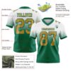 Custom White Old Gold-Kelly Green Authentic Fade Fashion Football Jersey
