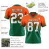Custom Orange White-Kelly Green Authentic Fade Fashion Football Jersey