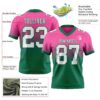 Custom Pink White-Kelly Green Authentic Fade Fashion Football Jersey