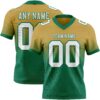 Custom Old Gold White-Kelly Green Authentic Fade Fashion Football Jersey