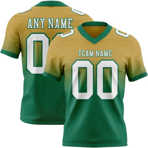FadeFashion1602 Custom Old Gold White-Kelly Green Authentic Fade Fashion Football Jersey