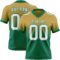 Custom Old Gold White-Kelly Green Authentic Fade Fashion Football Jersey