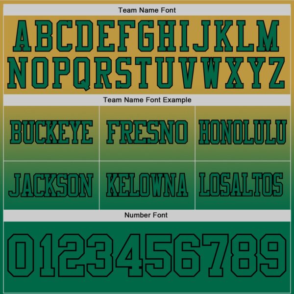 Custom Old Gold Kelly Green-Black Authentic Fade Fashion Football Jersey