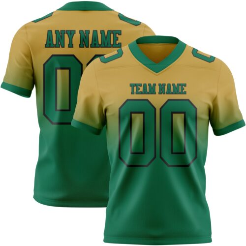 FadeFashion1603 Custom Old Gold Kelly Green-Black Authentic Fade Fashion Football Jersey