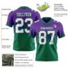 Custom Purple White-Kelly Green Authentic Fade Fashion Football Jersey