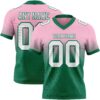 Custom Light Pink White-Kelly Green Authentic Fade Fashion Football Jersey